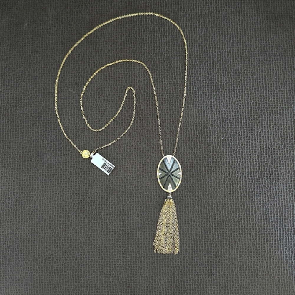 Freida Rothman Long Starburst🎇 Necklace with Gold💛 Chain⛓️ Tassel - NWT - Picture 10 of 16